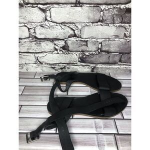 Madewell The Boardwalk Black Leather Strap Flats Sandals Women’s Sz 7M US/38EU